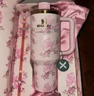 Stanley LSF Pink Floral Bow 40oz Quencher H2.0 Tumbler With Box