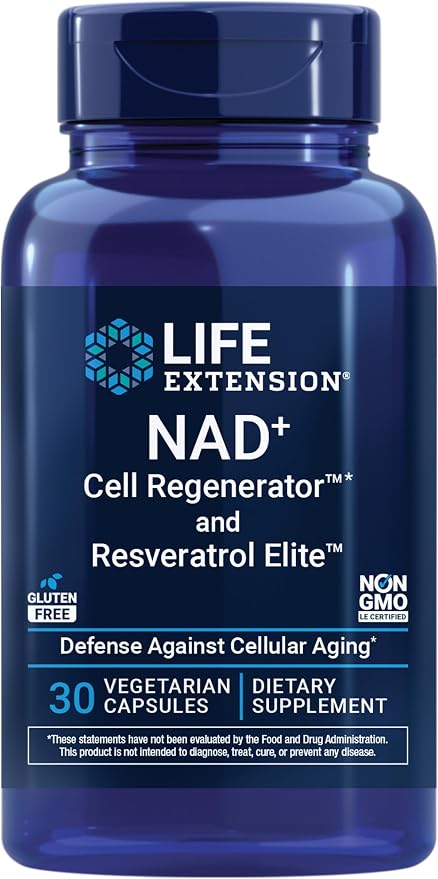 Life Extension NAD+ Cell Regenerator & Resveratrol Elite 30 Vegetarian Capsules – Cellular Energy & Healthy Aging Support
