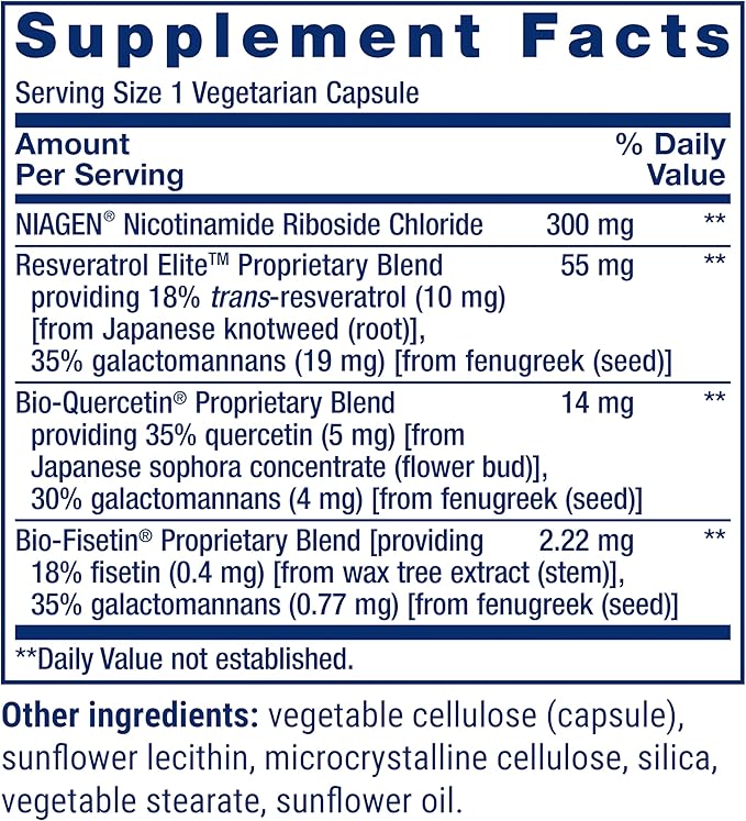 Life Extension NAD+ Cell Regenerator & Resveratrol Elite 30 Vegetarian Capsules – Cellular Energy & Healthy Aging Support