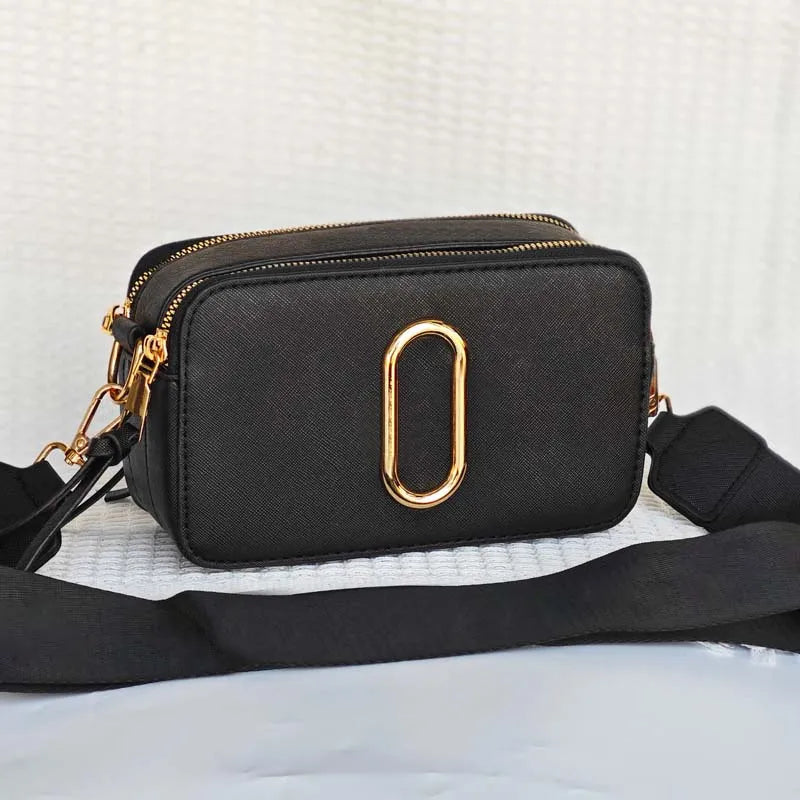 Women's Premium PU Leather Crossbody Camera Bag | Adjustable Wide Strap | Black