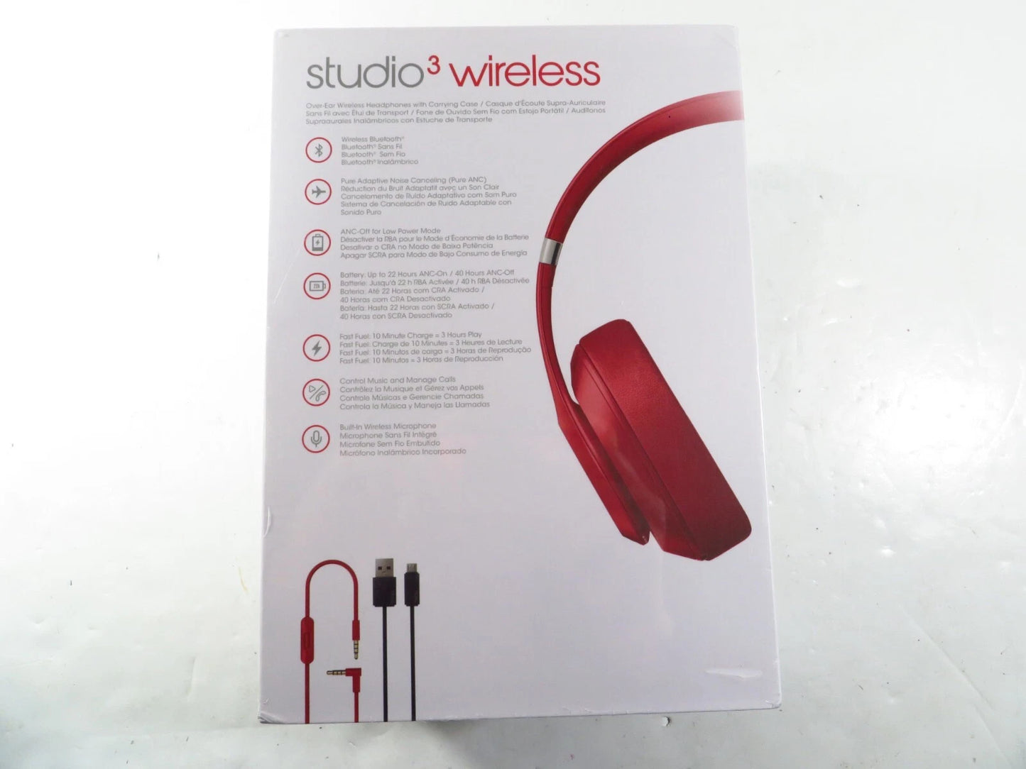 Beats Studio3 Wireless Noise Cancelling Bluetooth Over-Ear Headphones – Red – Pure ANC – 22 Hour Battery – Brand New