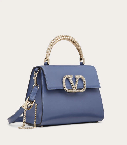 Women's Luxury Top Handle Satchel Bag | PU Leather Crossbody Handbag | Blue