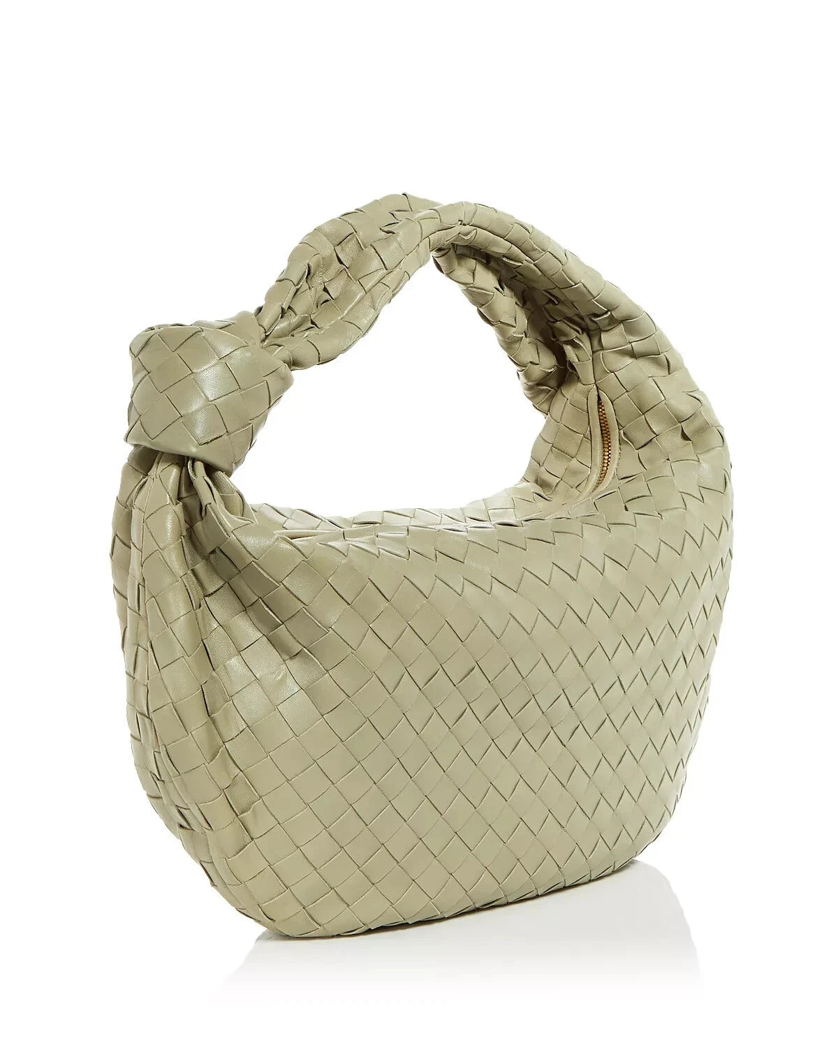 Woven PU Leather Hobo Shoulder Bag Women's Large Soft Handbag Knotted Handle Beige