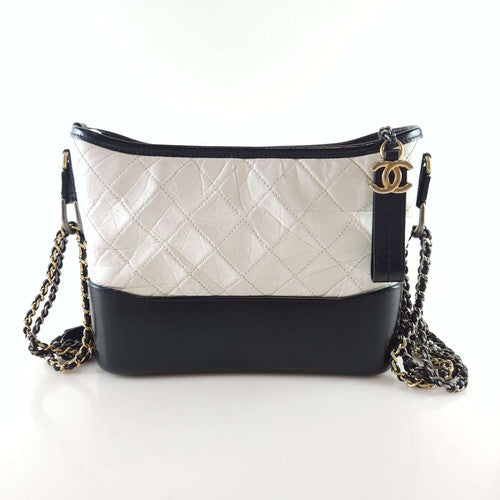 Women's Quilted PU Leather Shoulder Bag | Chain Strap Crossbody Handbag | Black & White