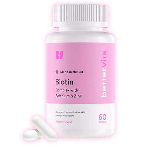 bettervits Biotin Complex with Selenium & Zinc – 60 Capsules | Hair, Skin & Nail Support